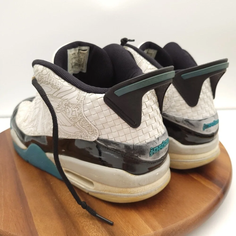 Nike Air Jordan Dub Zero White Mens Size 14 Black Blue Laser Cut 311046-102 2005
